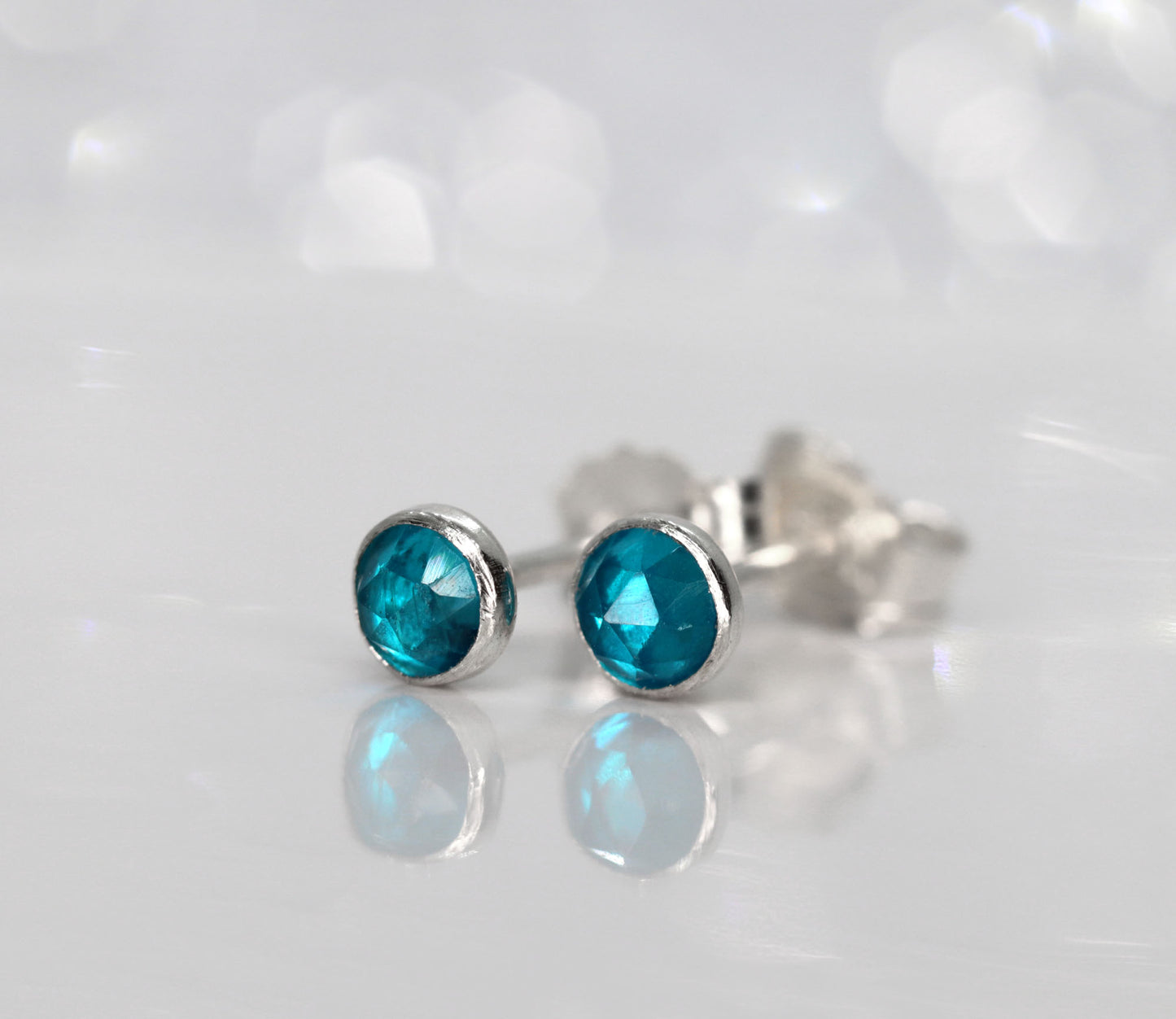 Neon Blue Apatite Stud Earrings