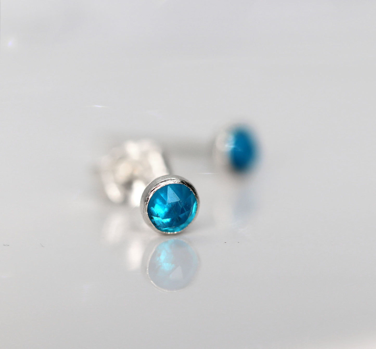 Neon Blue Apatite Stud Earrings