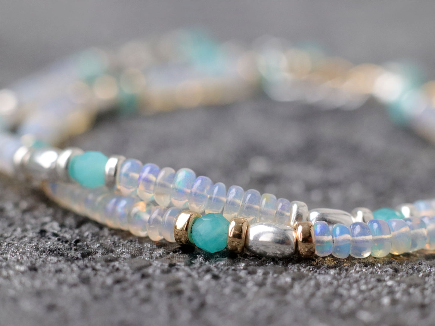 Ethiopian Opal and Amazonite Bracelet