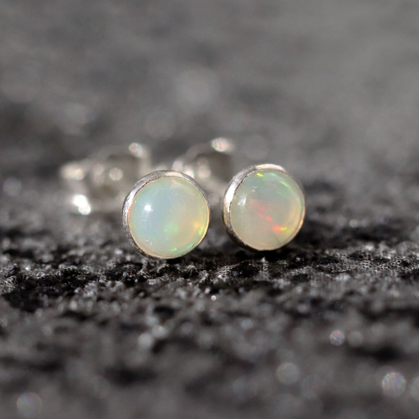 Ethiopian Opal Stud Earrings, Pair