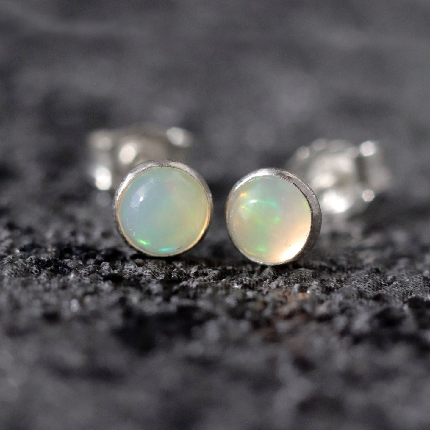 Ethiopian Opal Stud Earrings, Pair