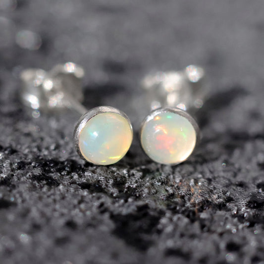 Ethiopian Opal Stud Earrings, Pair