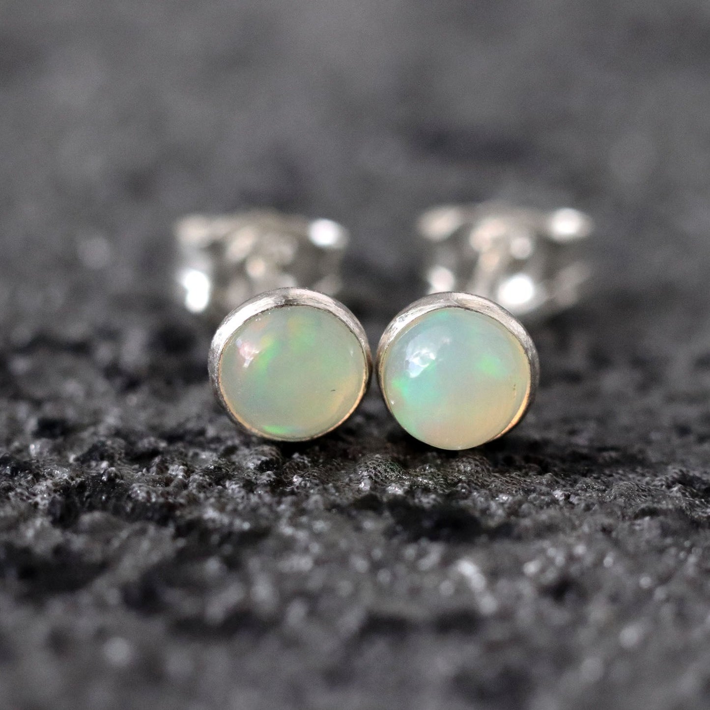 Ethiopian Opal Stud Earrings, Pair