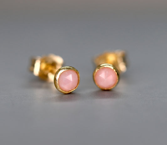 Pink Opal Stud Earrings