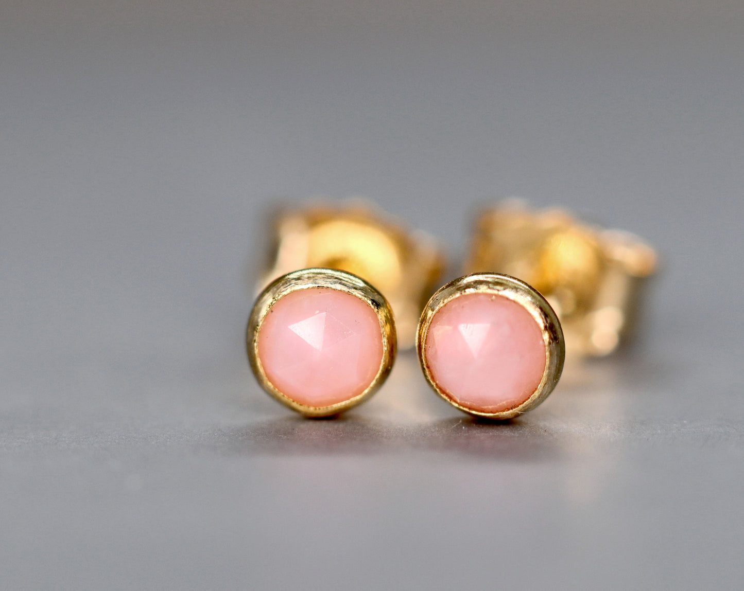 Pink Opal Stud Earrings