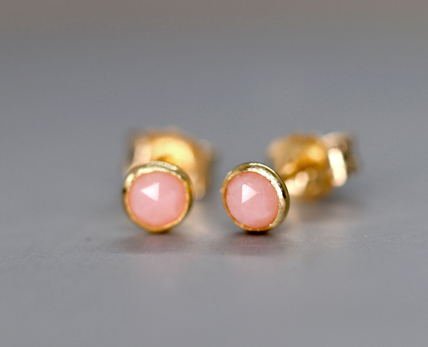 Pink Opal Stud Earrings