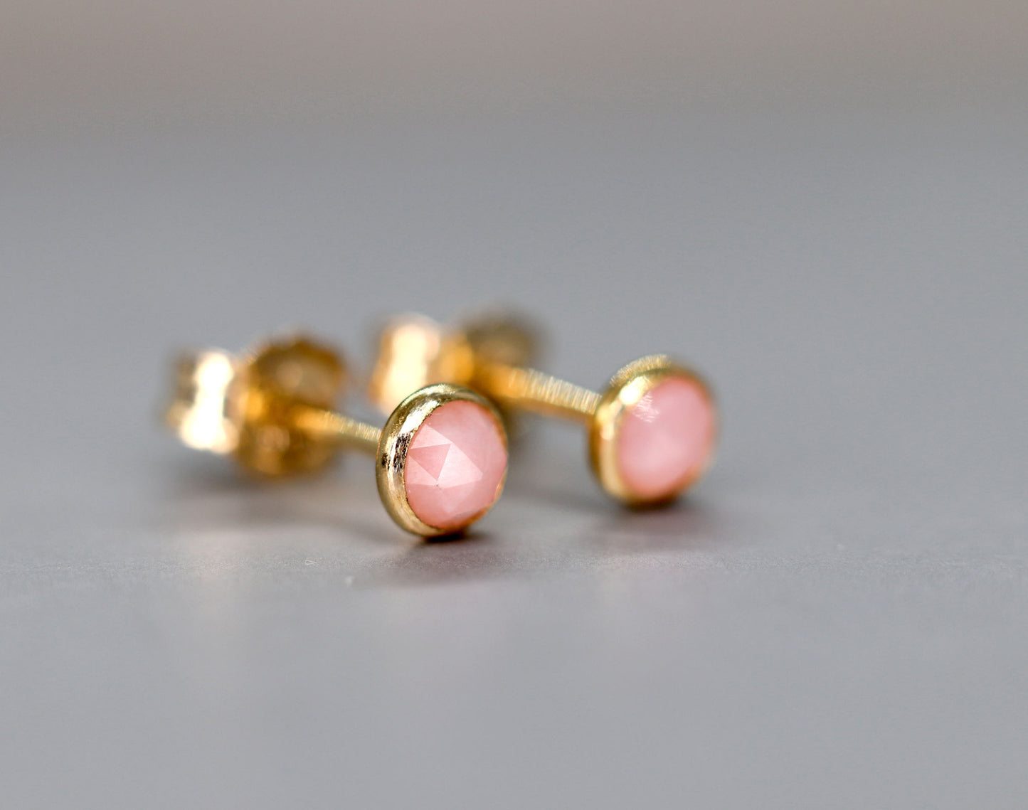 Pink Opal Stud Earrings