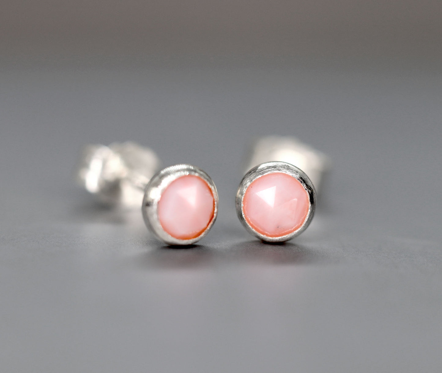 Pink Opal Stud Earrings