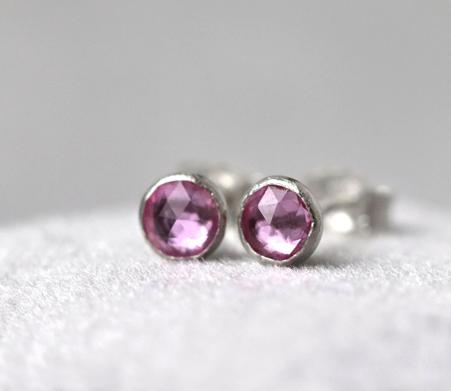 Pink Sapphire Stud Earrings