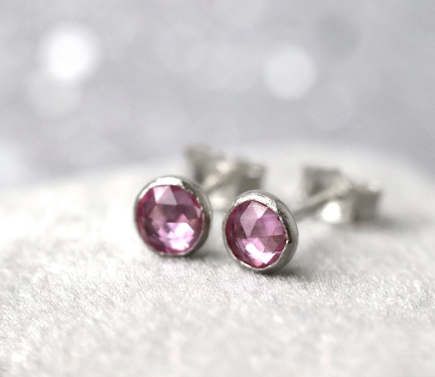 Pink Sapphire Stud Earrings