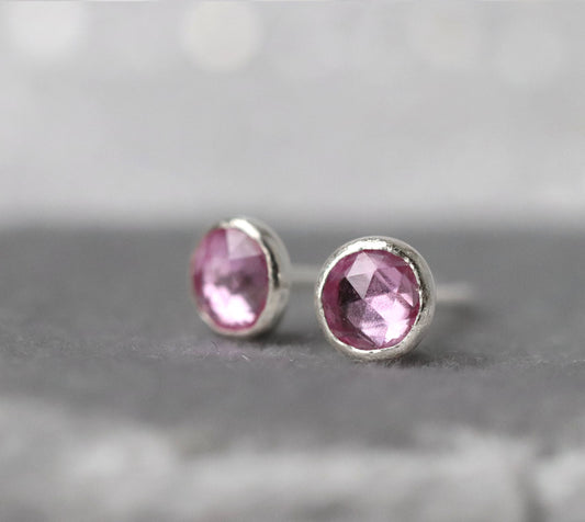 Pink Sapphire Stud Earrings