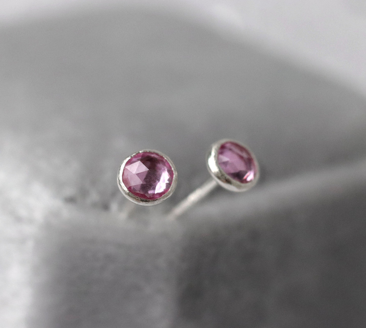 Pink Sapphire Stud Earrings