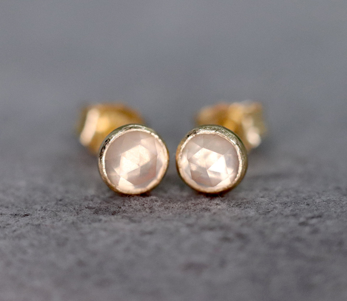 Rose Quartz Stud Earrings, Uncoditional Love