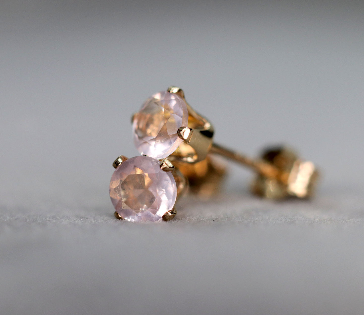 Faceted Rose Quartz Stud Earrings, Love Stone