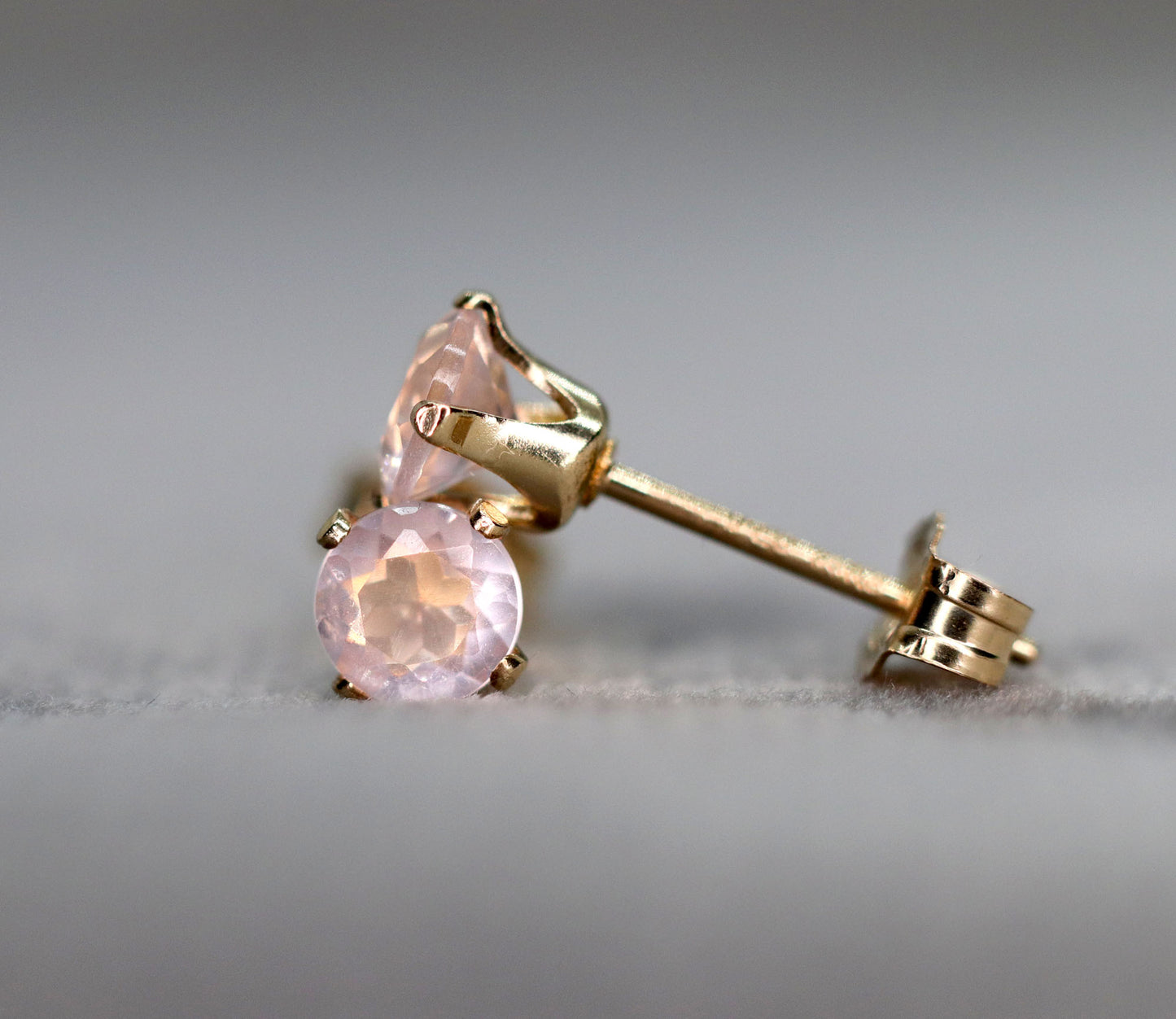 Faceted Rose Quartz Stud Earrings, Love Stone