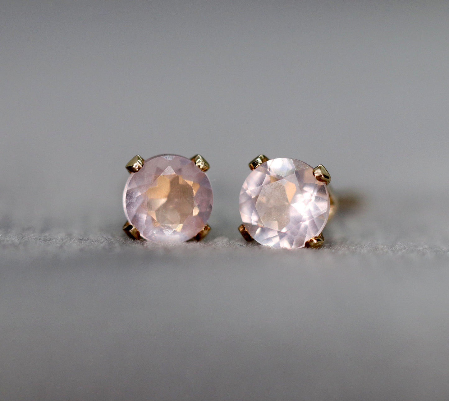 Faceted Rose Quartz Stud Earrings, Love Stone