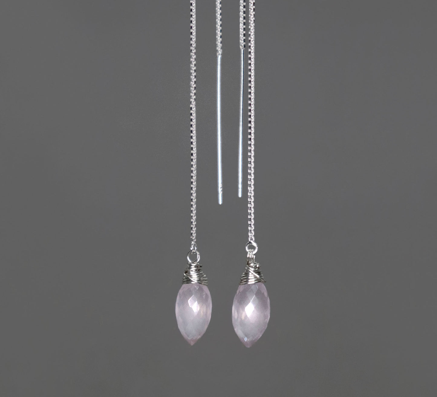 Rose Quartz Long Threader Earrings