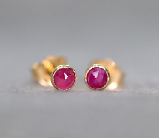 Tiny Ruby Stud Earrings