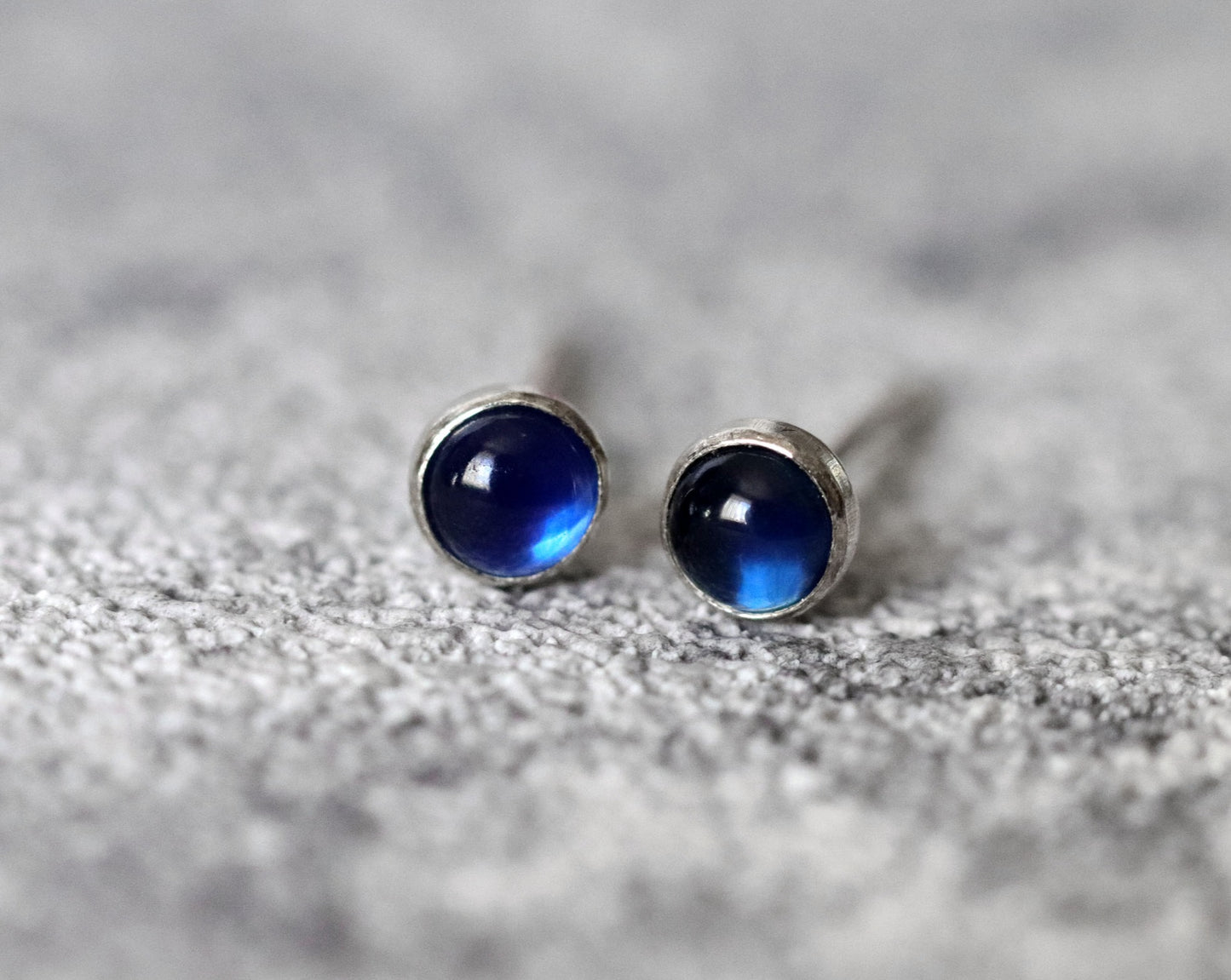 Tiny Blue Sapphire Stud Earrings, Single or Pair