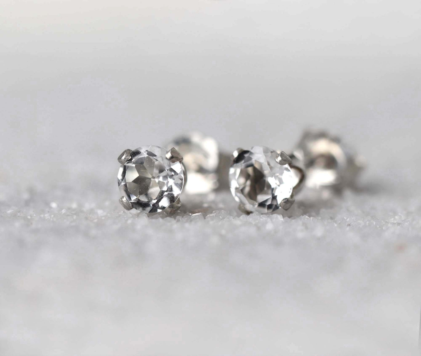 White Topaz Stud Earrings