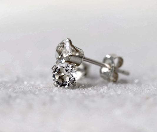 White Topaz Stud Earrings