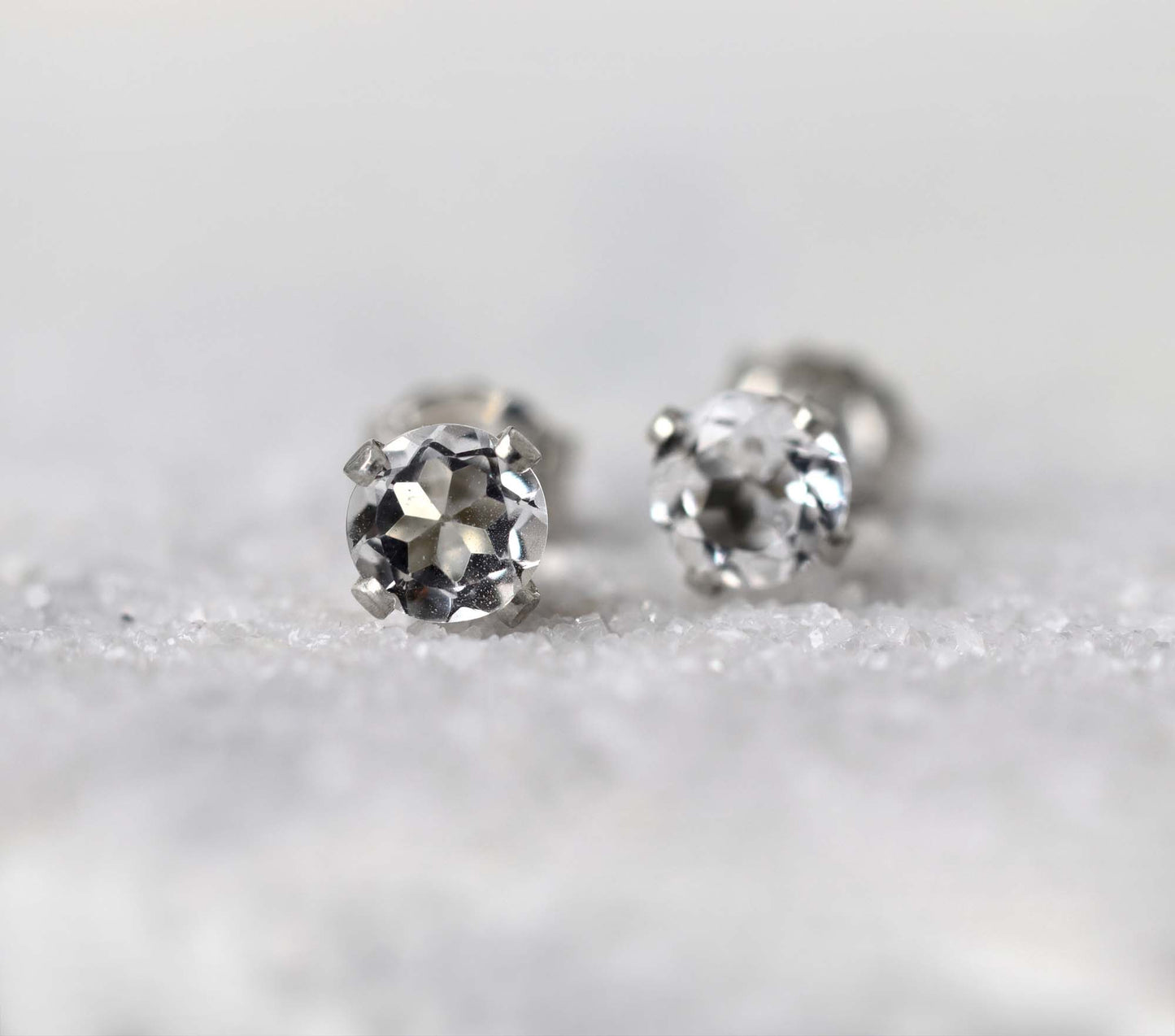 White Topaz Stud Earrings