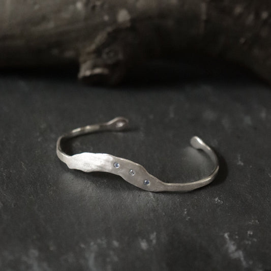 Molten Silver Cuff with Blue Sapphires