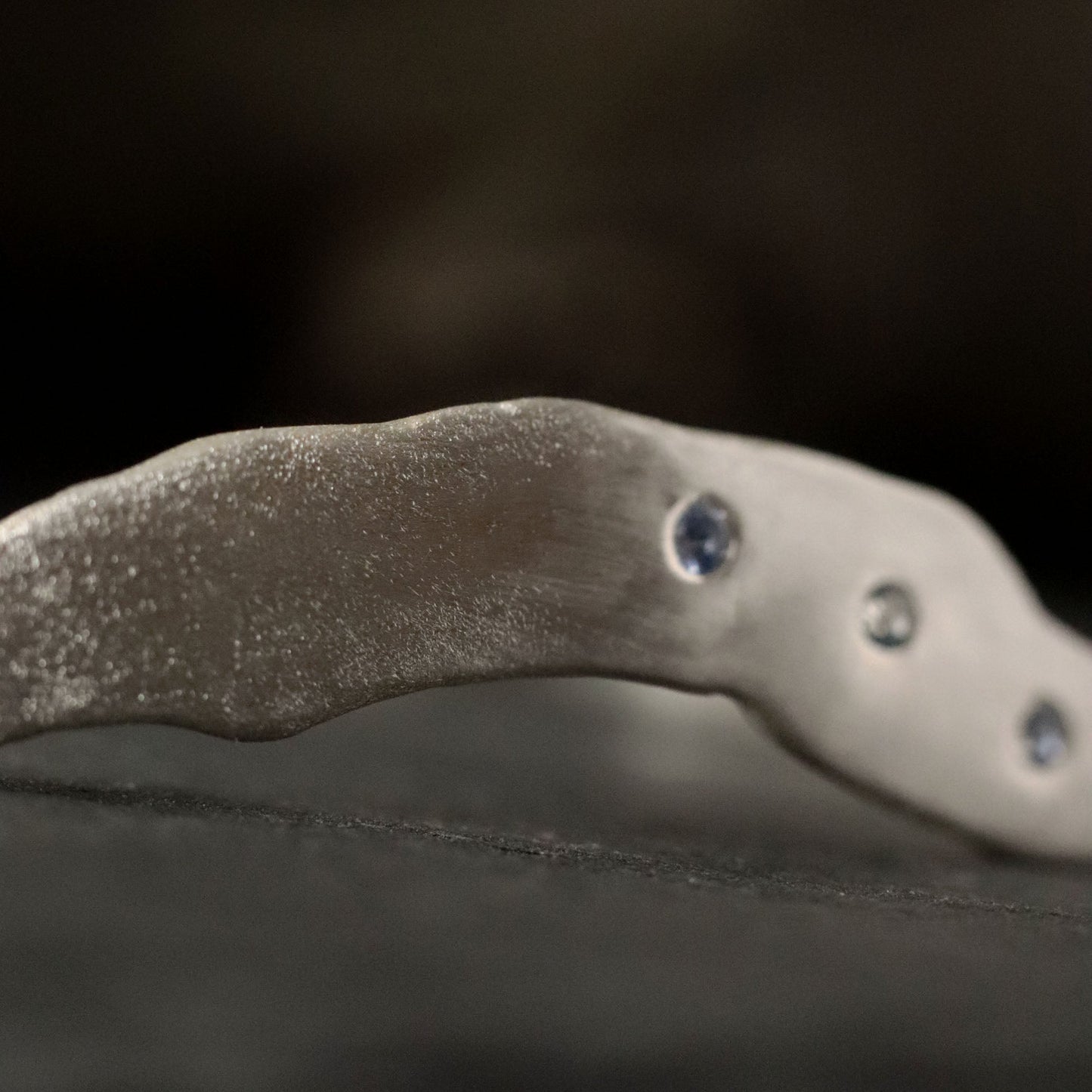 Molten Silver Cuff with Blue Sapphires