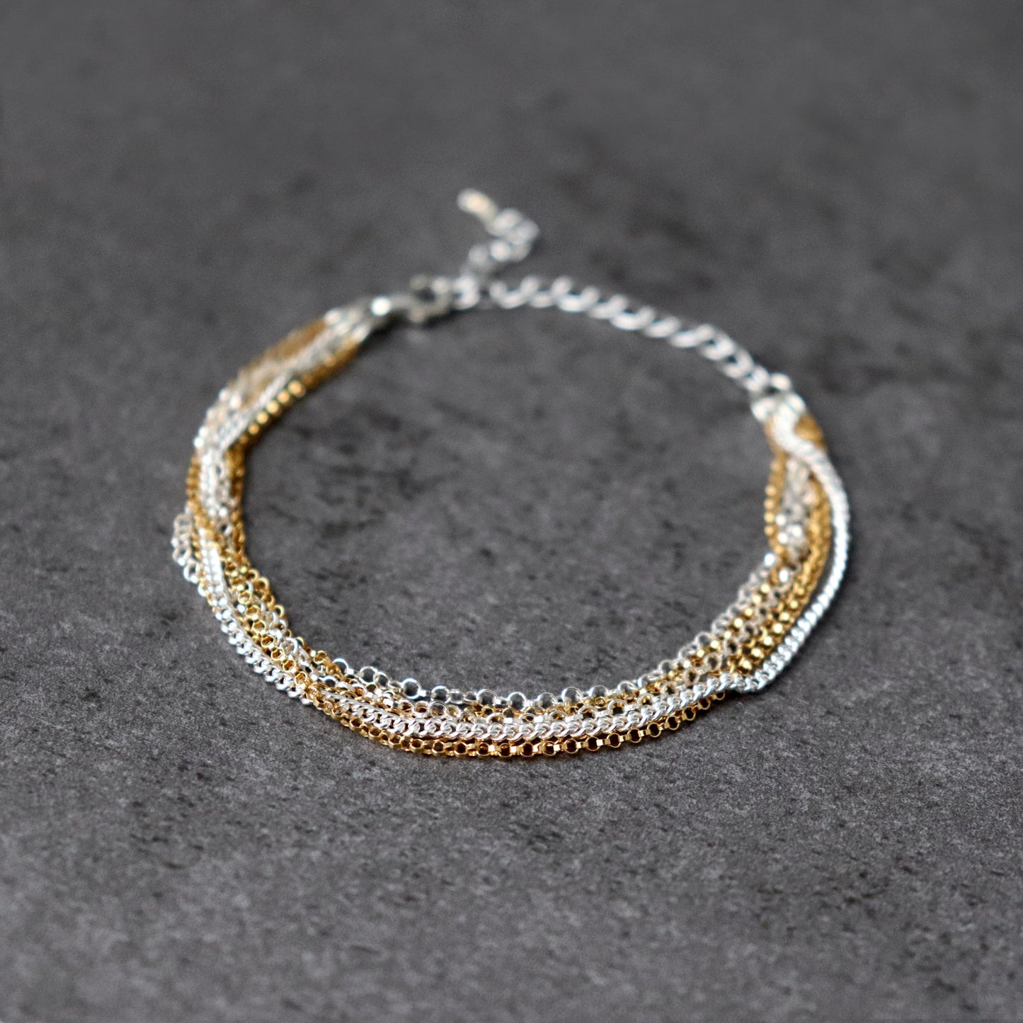 Six Strand Mixed Metal Chain Bracelet