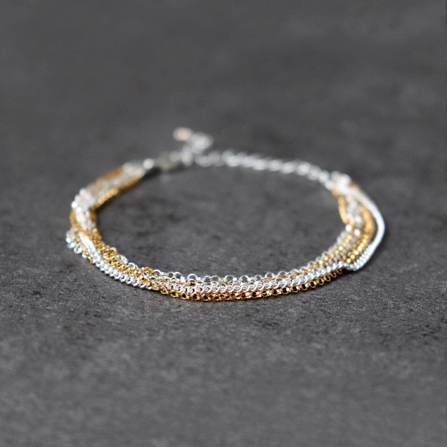 Six Strand Mixed Metal Chain Bracelet