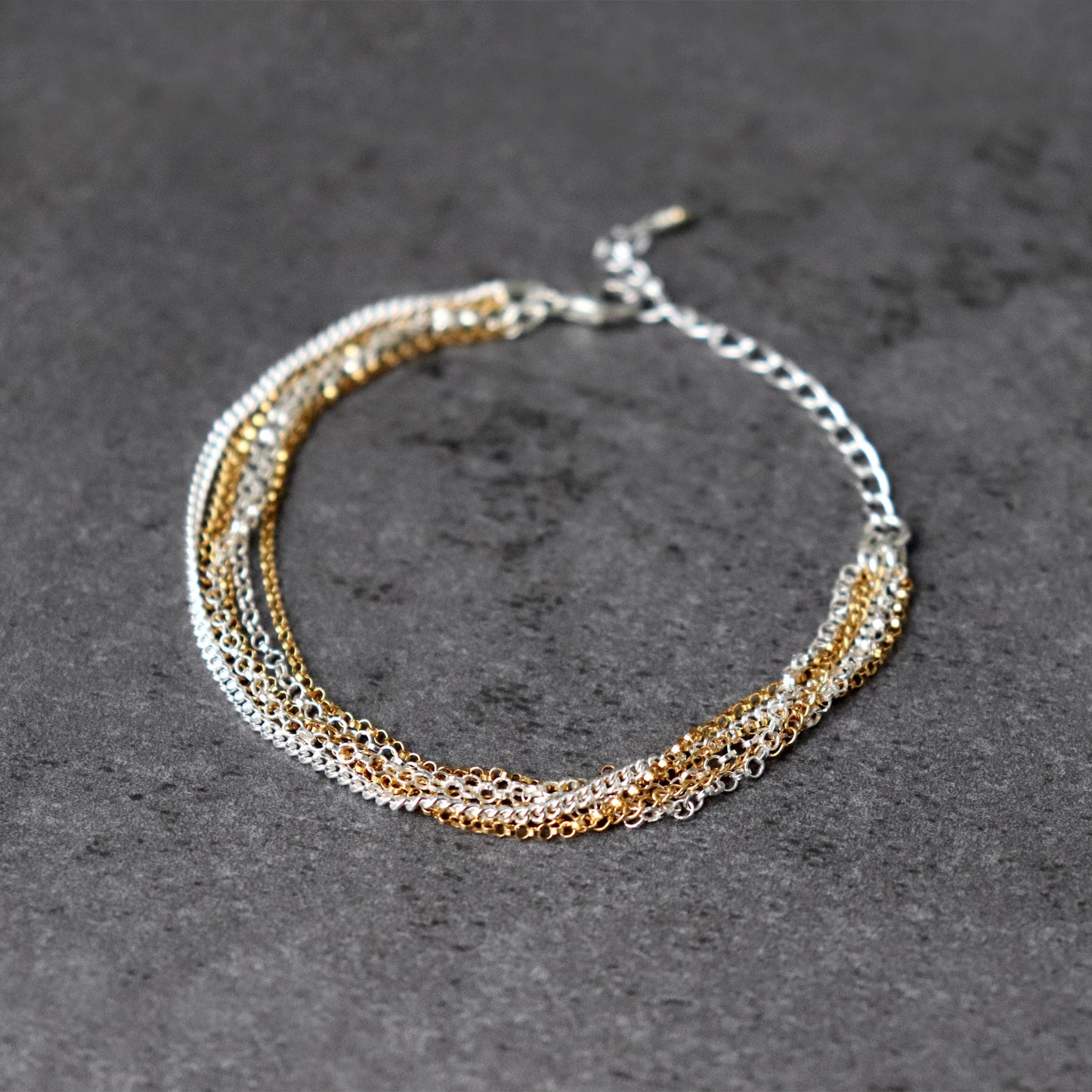 Six Strand Mixed Metal Chain Bracelet