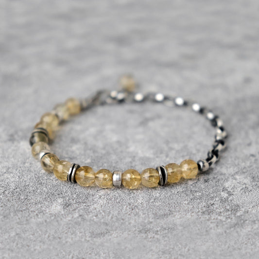 Citrine and Chunky Chain Bracelet