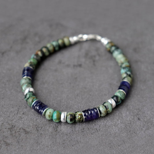 Sapphire and African Turquoise Unisex Bracelet