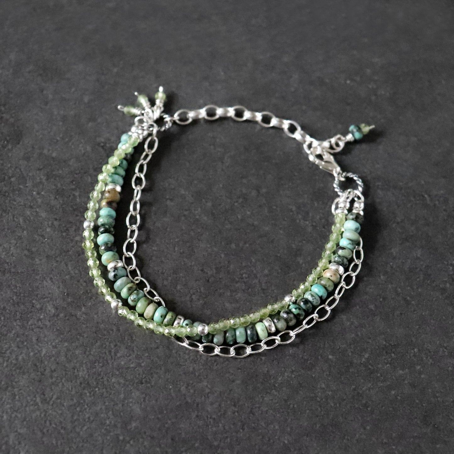 Peridot and African Turquoise Multistrand Bracelet