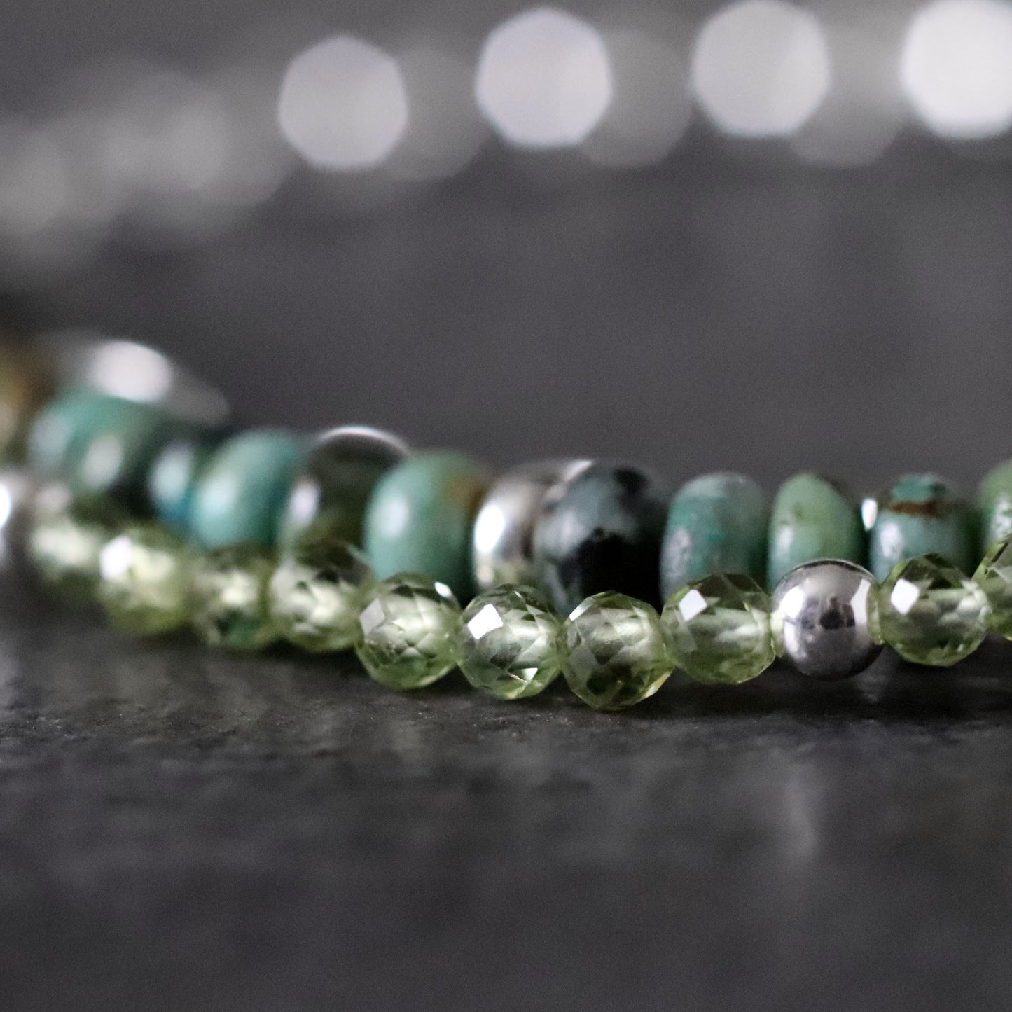 Peridot and African Turquoise Multistrand Bracelet