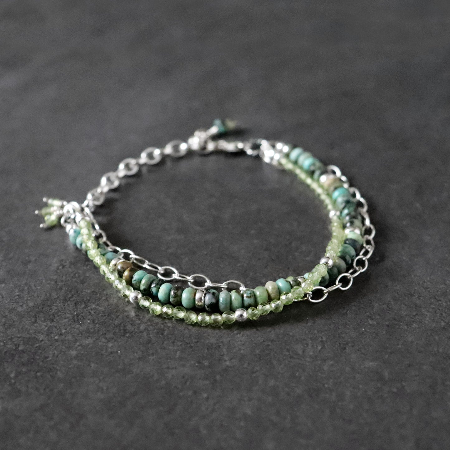 Peridot and African Turquoise Multistrand Bracelet