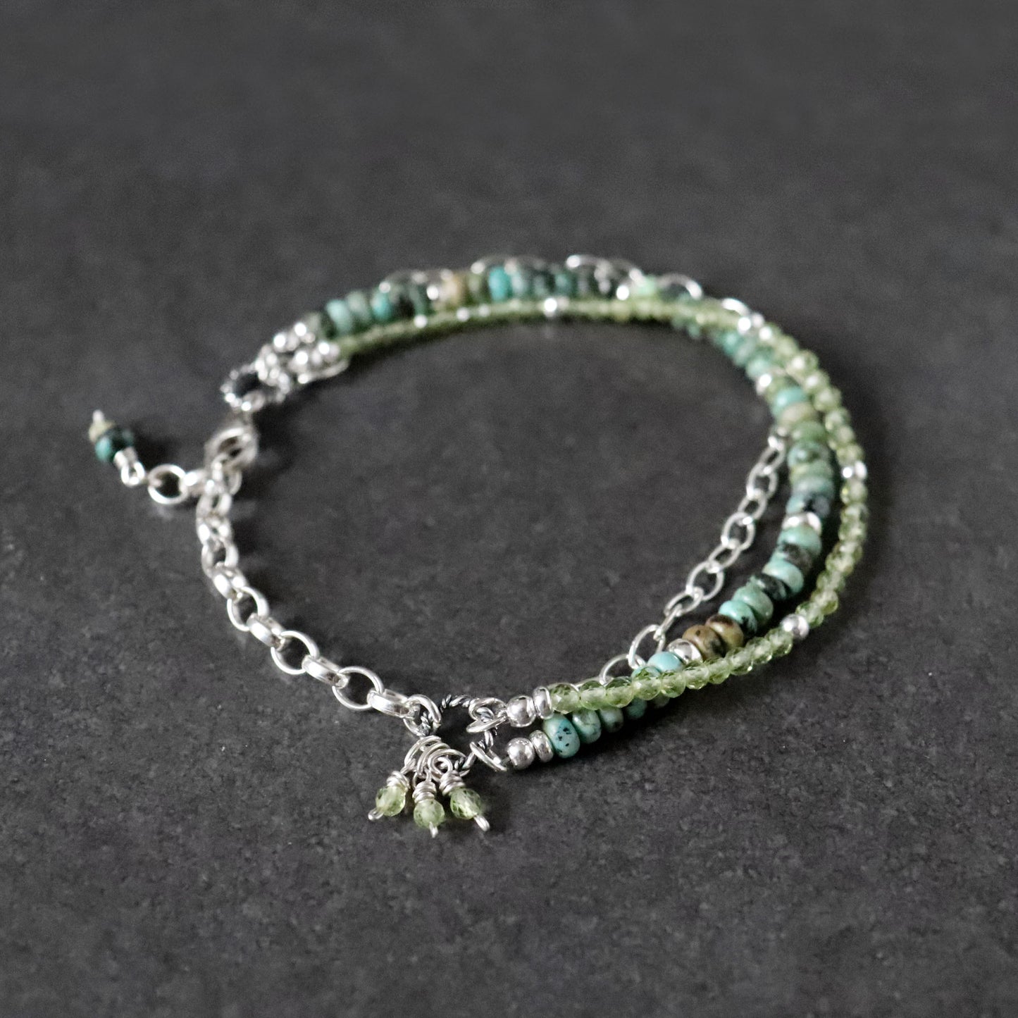 Peridot and African Turquoise Multistrand Bracelet