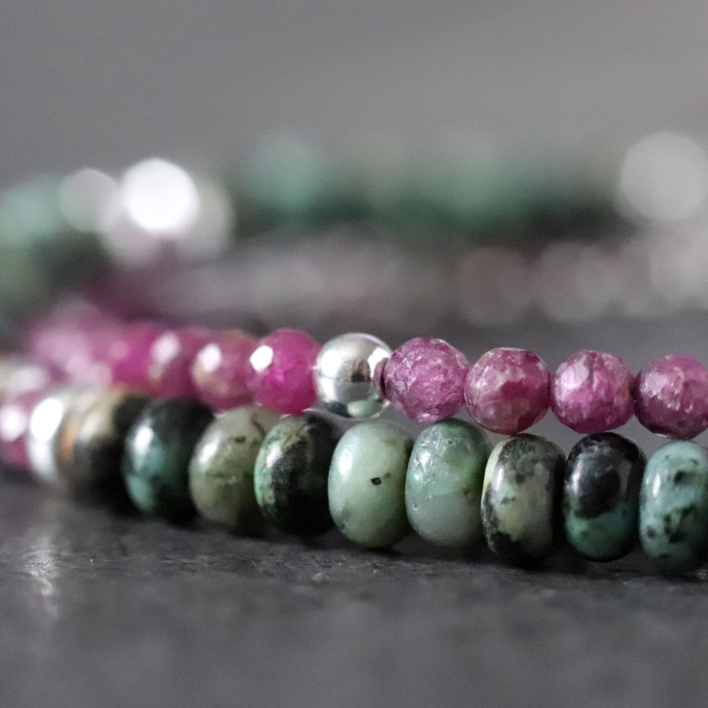 Ruby and African Turquoise Multistrand Bracelet