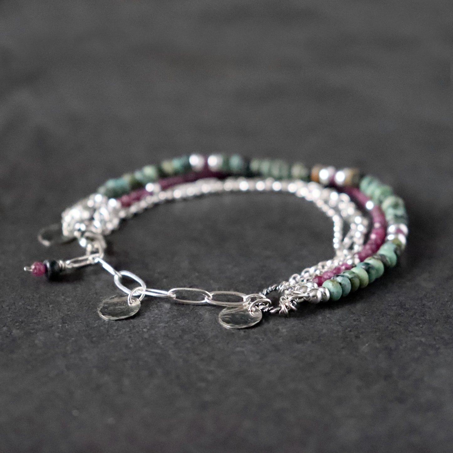 Ruby and African Turquoise Multistrand Bracelet