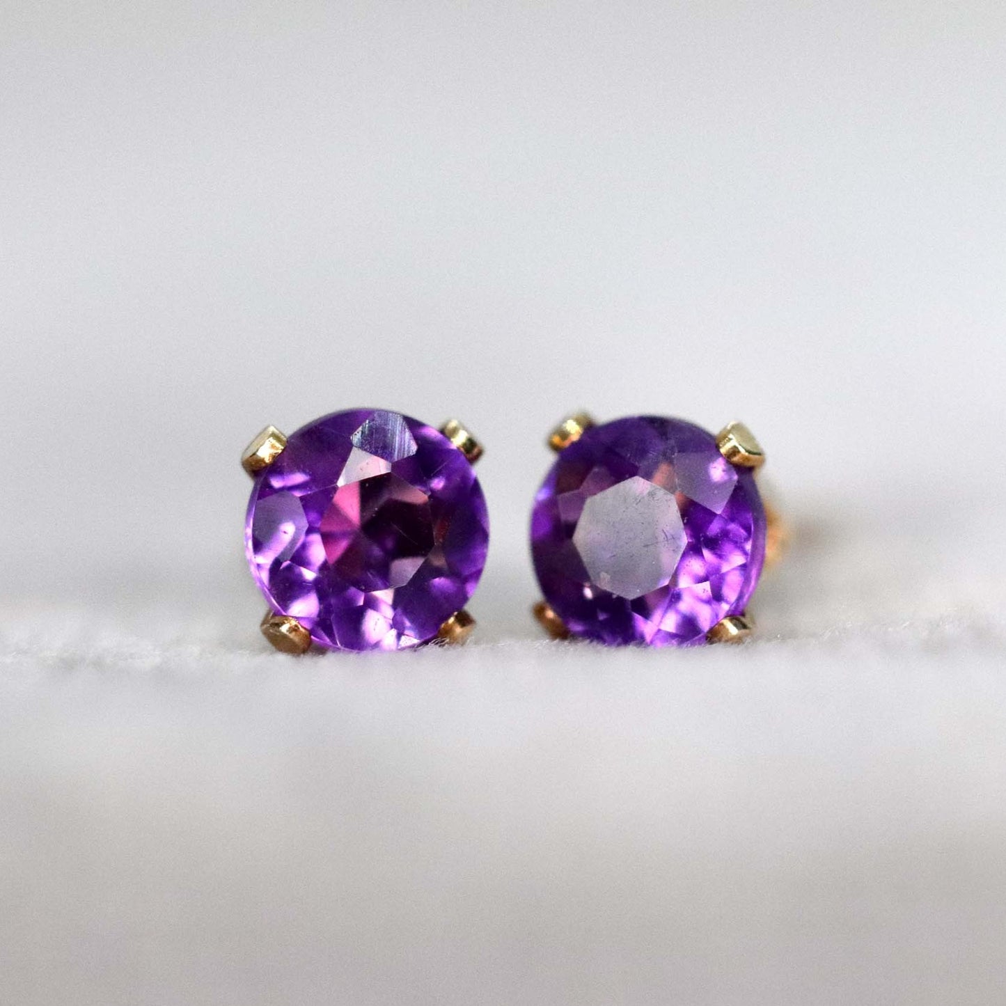 Faceted African Amethyst Stud Earrings