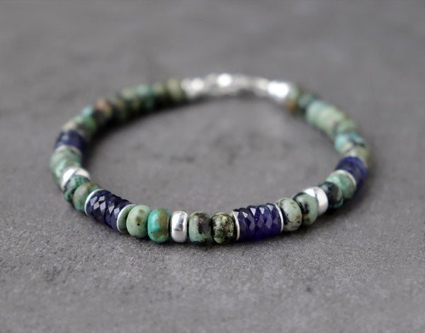 Sapphire and African Turquoise Unisex Bracelet