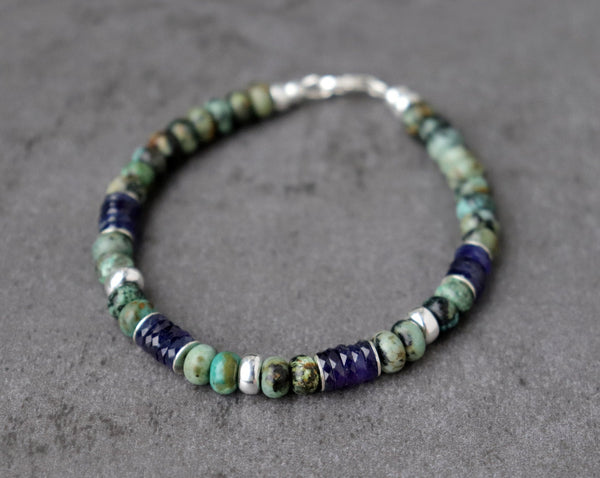 Sapphire and African Turquoise Unisex Bracelet