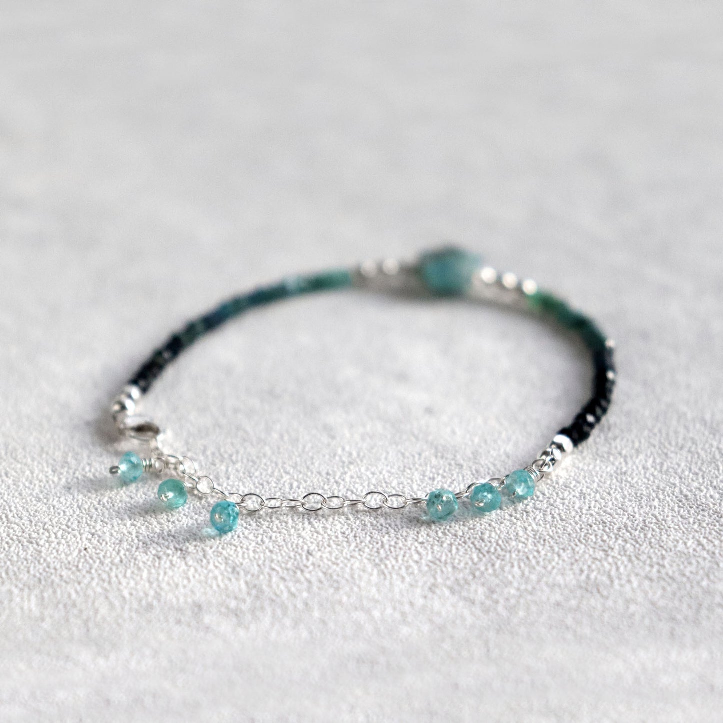 Apatite and Shaded Blue Black Tourmaline Bracelet