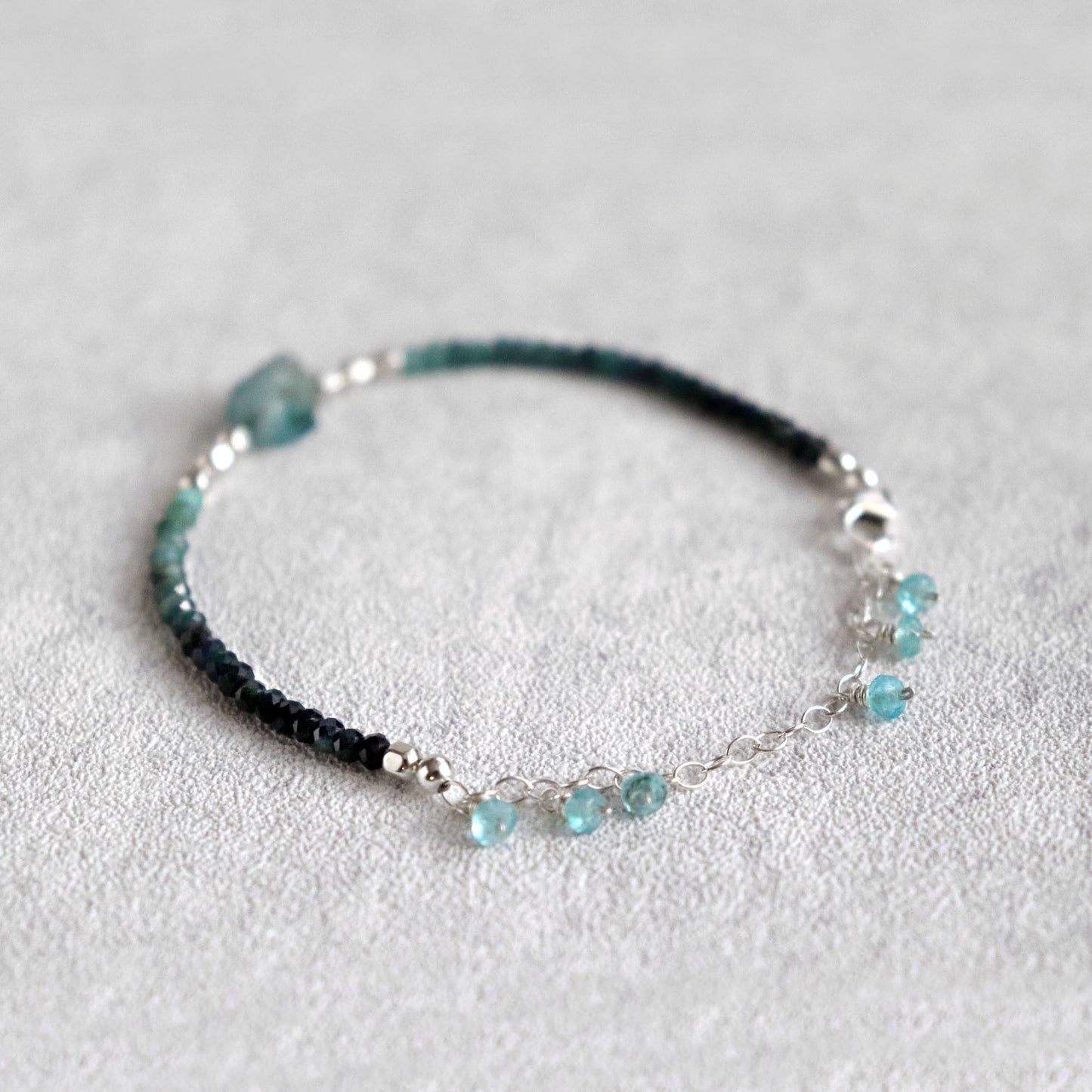 Apatite and Shaded Blue Black Tourmaline Bracelet