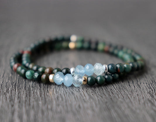 Bloodstone & Aquamarine Bracelet