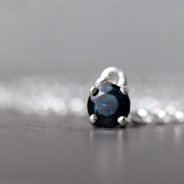Dark Blue Sapphire Pendant Necklace