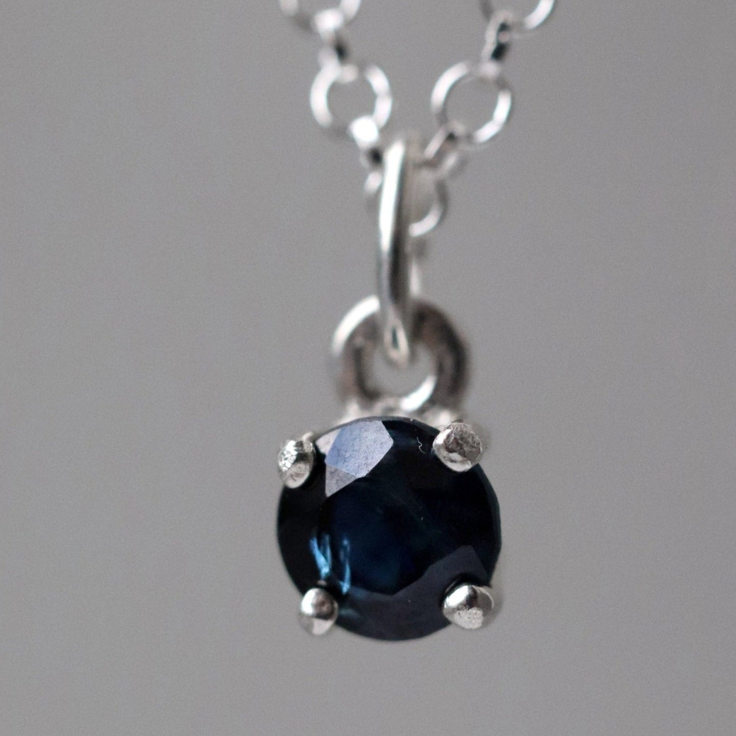 Dark Blue Sapphire Pendant Necklace