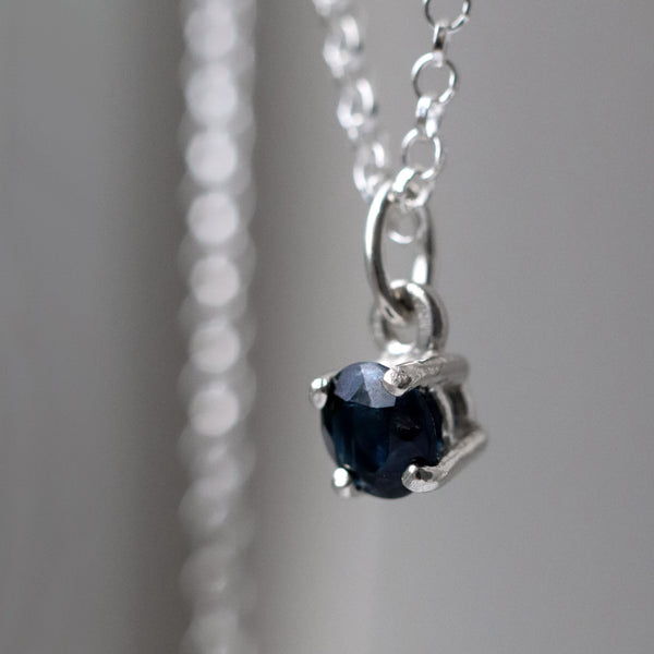 Dark Blue Sapphire Pendant Necklace