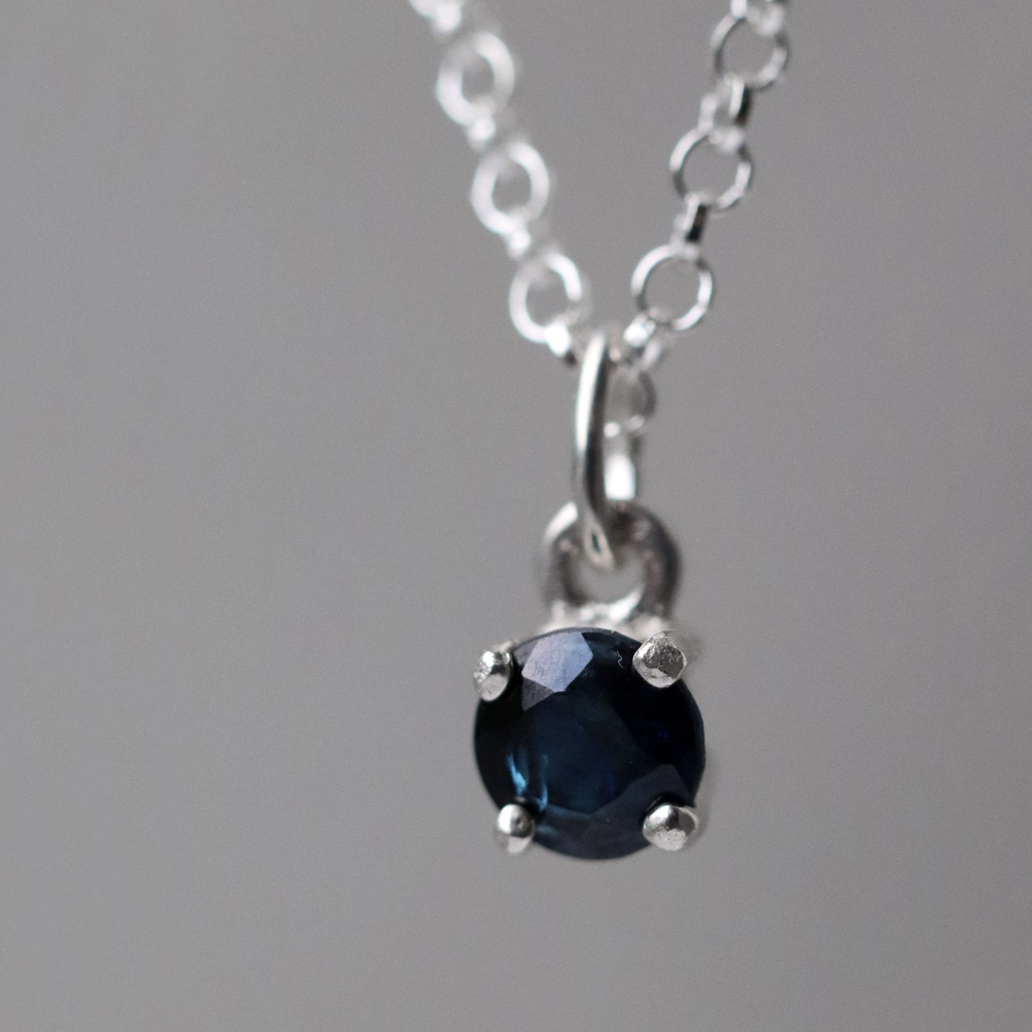 Dark Blue Sapphire Pendant Necklace