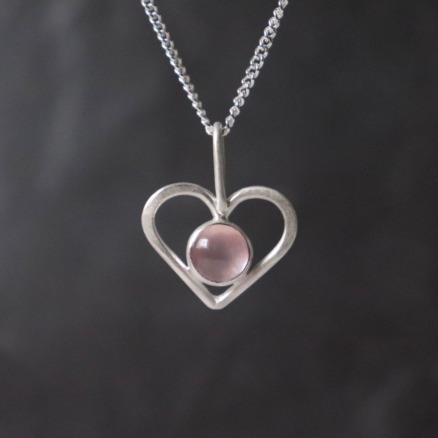 Drop of Love Pendant - Rose Quartz and Recycled Silver